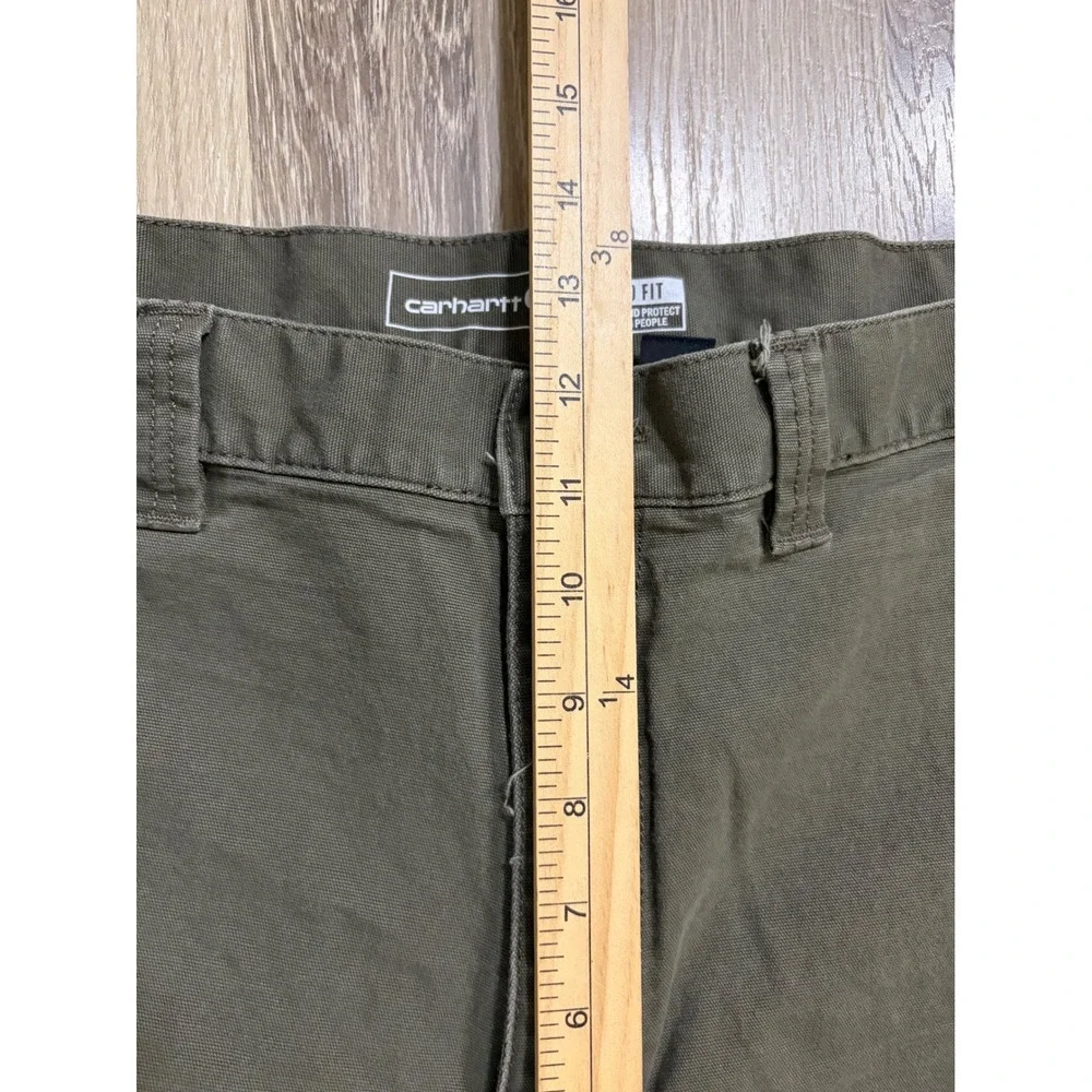 Carhartt Rugged Flex Relaxed Fit Canvas Utility Work Shorts Sz 44 Army Green